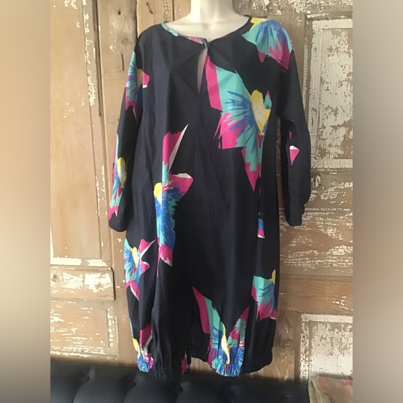 Maria Cornejo Floral Dress Slit Bubble Hem Relaxed Fit Size 4 - Picture 5 of 8